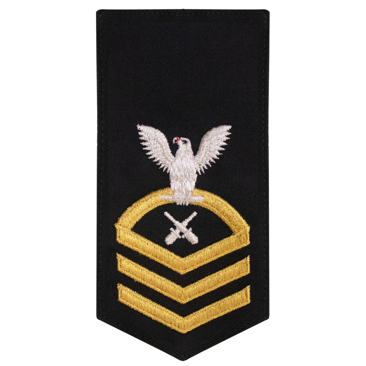 Navy E7 FEMALE Rating Badge: GM Gunners Mate - seaworthy gold on blue - Hooyah Woodworks LLC