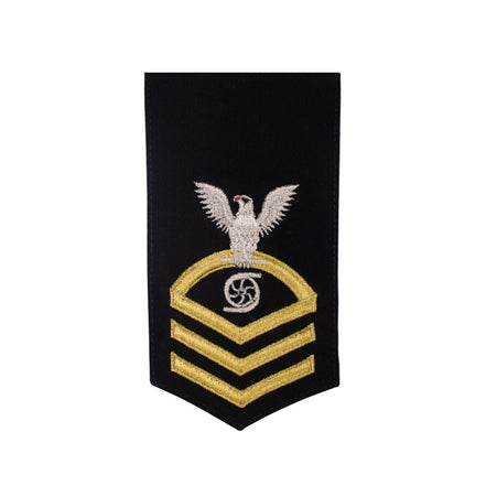 Navy E7 FEMALE Rating Badge: GS Gas Turbine System Technician - seaworthy gold on blue - Hooyah Woodworks LLC