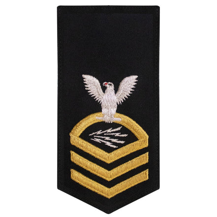 Navy E7 FEMALE Rating Badge: IT Information Systems Technician - seaworthy gold on blue - Hooyah Woodworks LLC