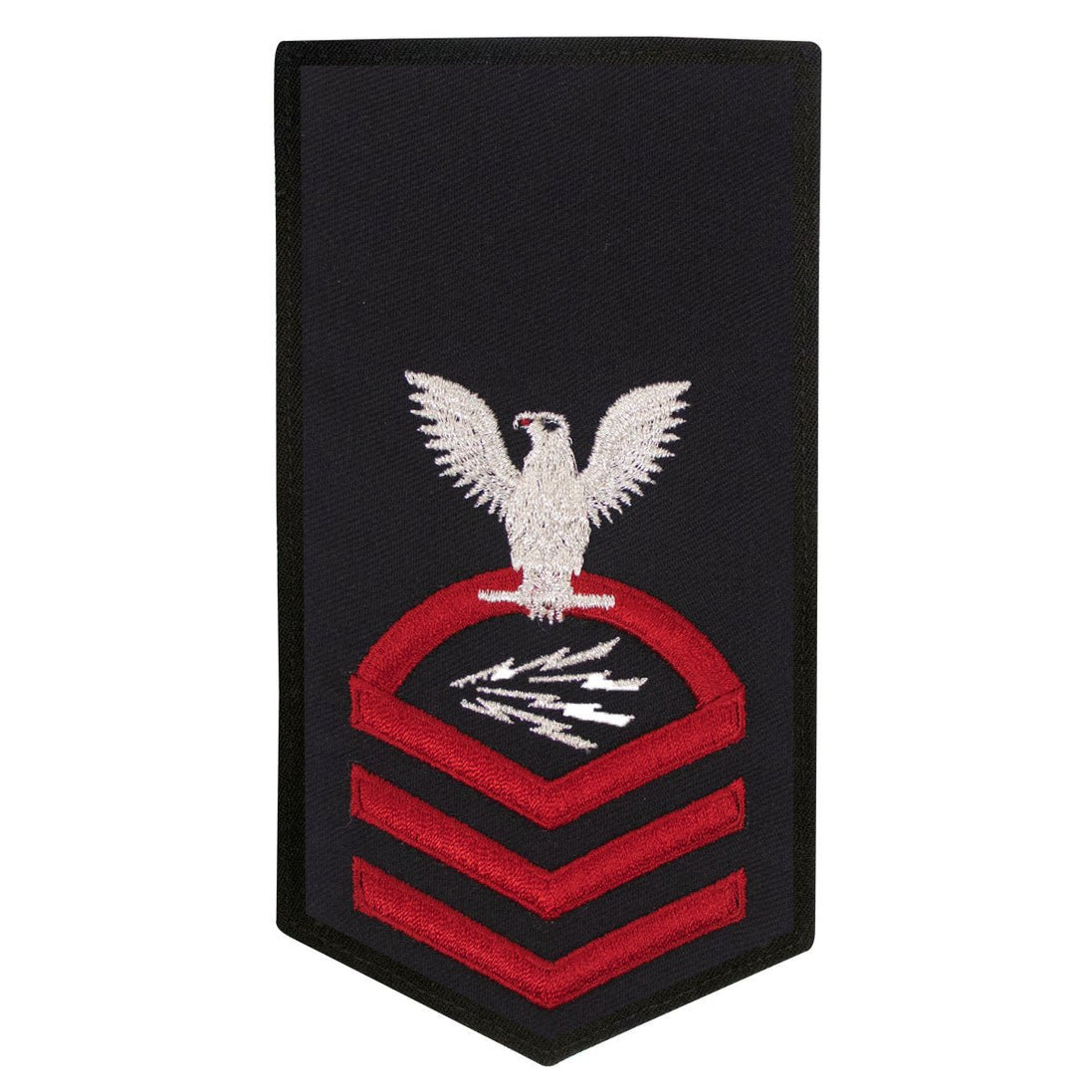 Navy E7 FEMALE Rating Badge: IT Information Systems Technician - seaworthy red on blue - Hooyah Woodworks LLC