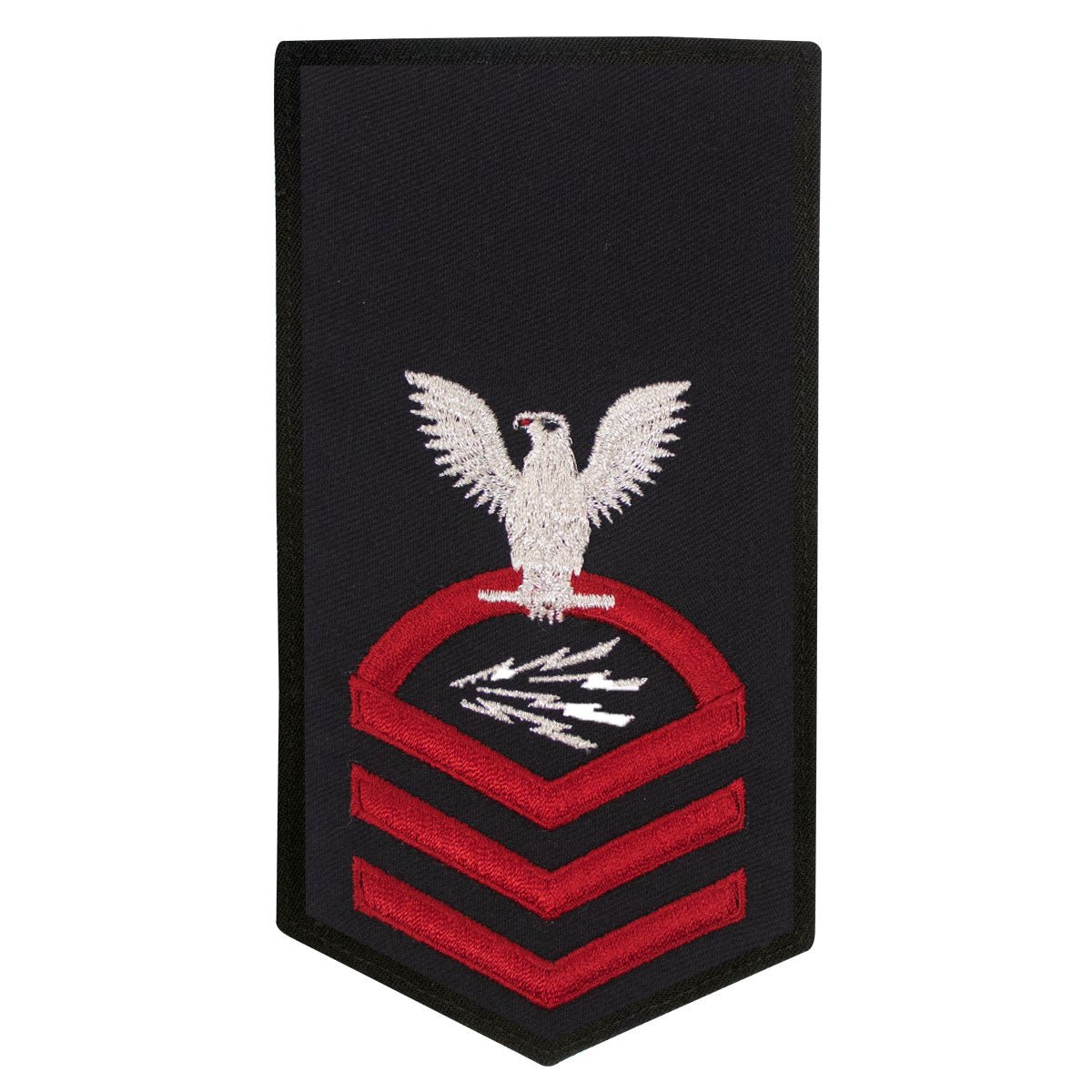 Navy E7 FEMALE Rating Badge: IT Information Systems Technician - seaworthy red on blue - Hooyah Woodworks LLC