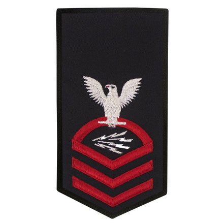 Navy E7 FEMALE Rating Badge: IT Information Systems Technician - seaworthy red on blue - Hooyah Woodworks LLC