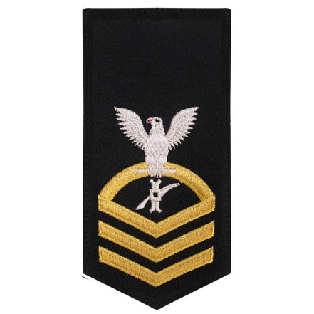 Navy E7 FEMALE Rating Badge: LN Legalman - seaworthy gold on blue - Hooyah Woodworks LLC