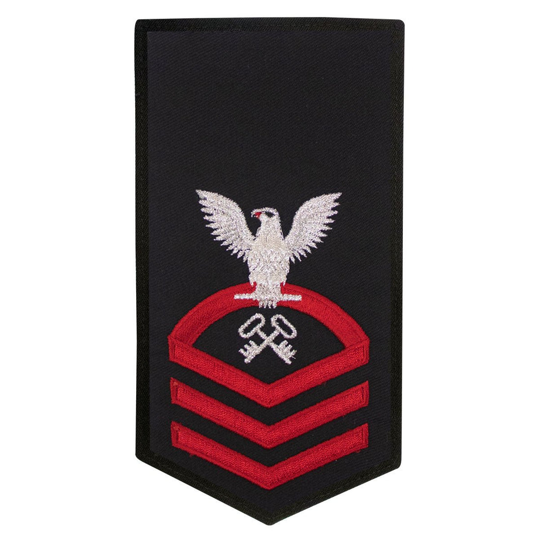 Navy E7 FEMALE Rating Badge: LS Logistics Specialist - seaworthy red on blue - Hooyah Woodworks LLC