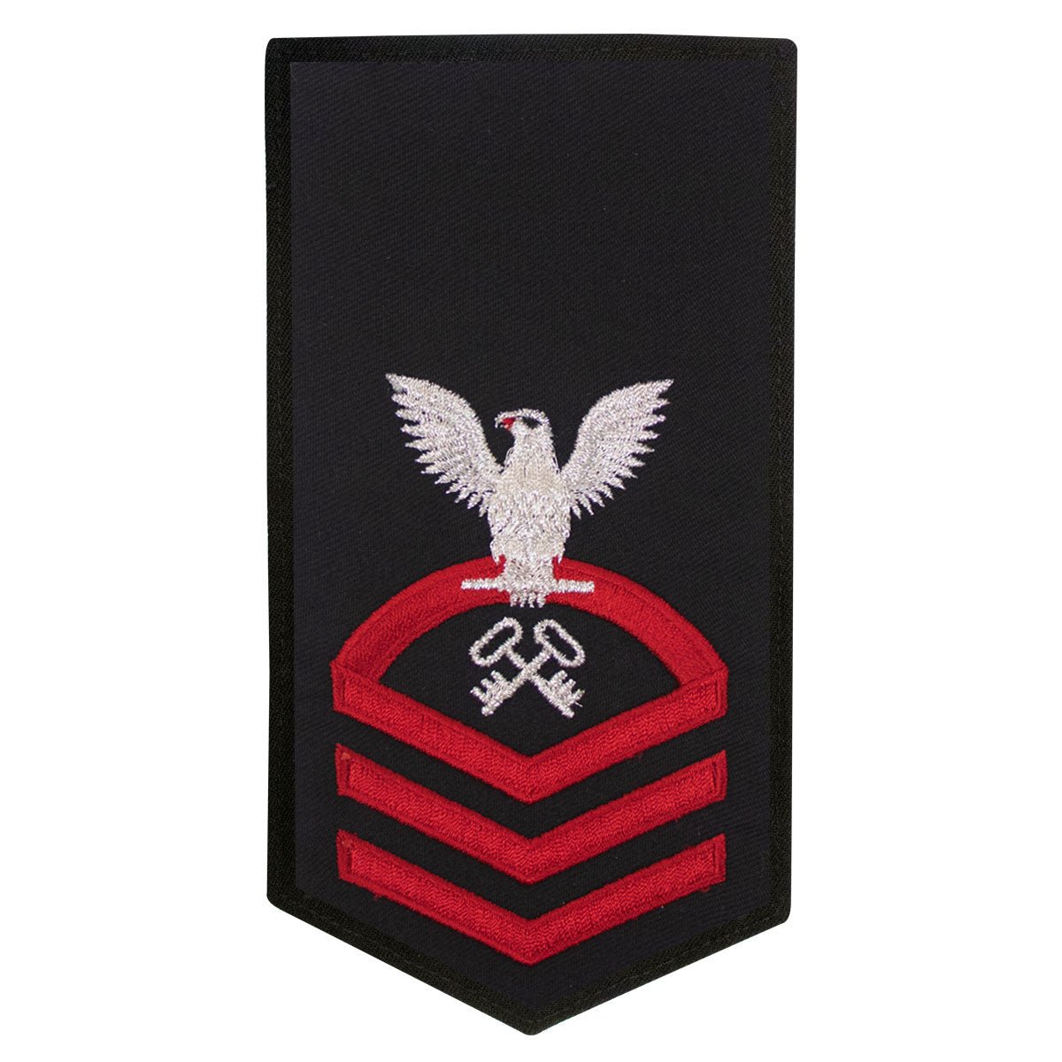 Navy E7 FEMALE Rating Badge: LS Logistics Specialist - seaworthy red on blue - Hooyah Woodworks LLC