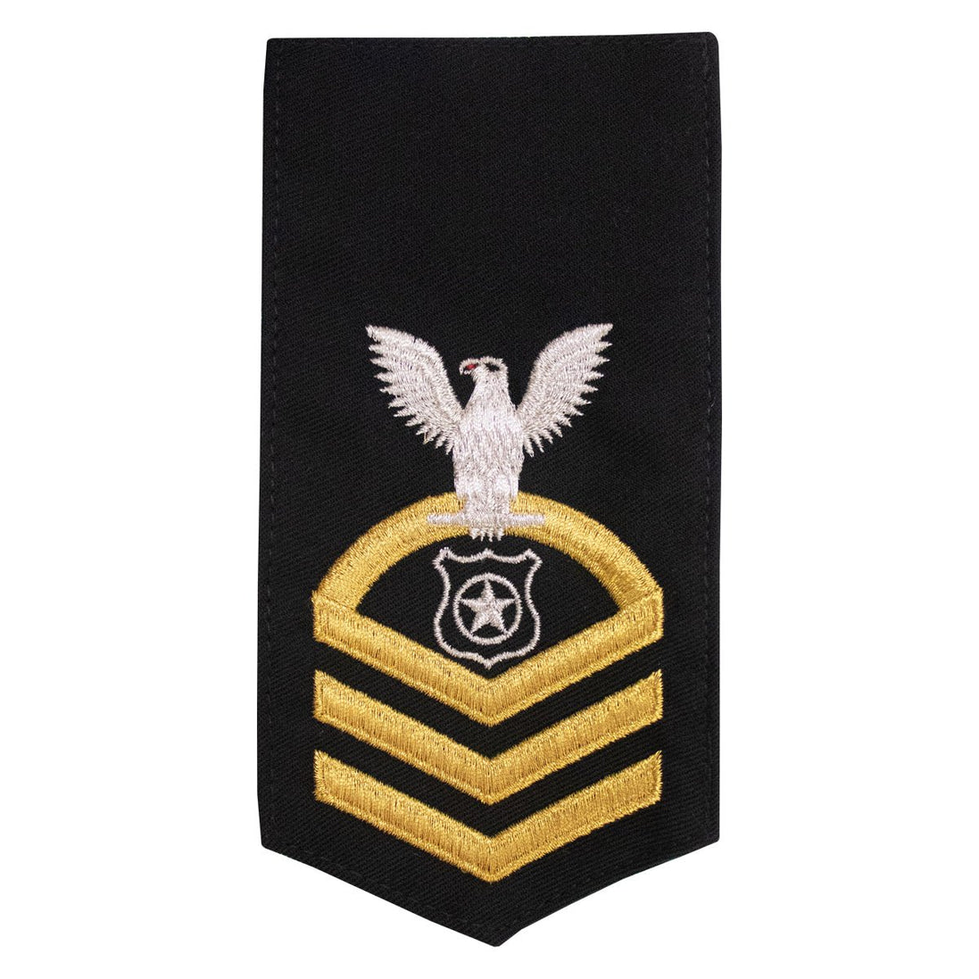Navy E7 FEMALE Rating Badge: MA Master at Arms - seaworthy gold on blue - Hooyah Woodworks LLC