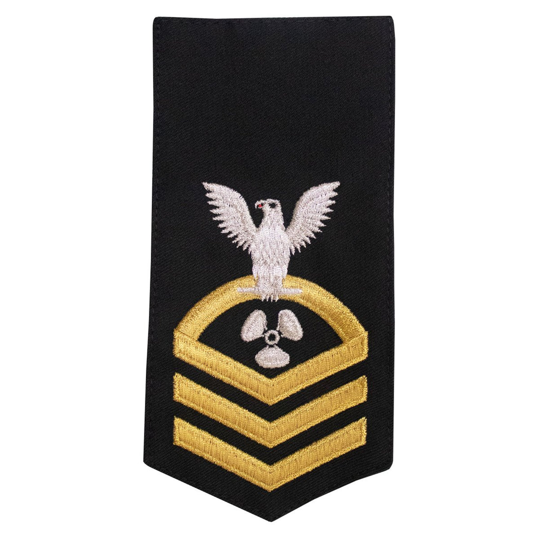 Navy E7 FEMALE Rating Badge: MM Machinists Mate - seaworthy gold on blue - Hooyah Woodworks LLC