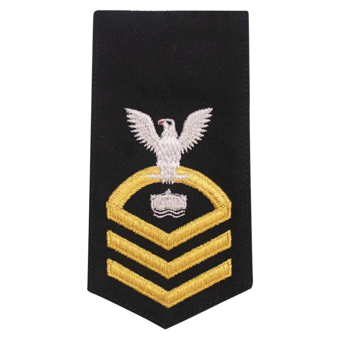 Navy E7 FEMALE Rating Badge: MN Mineman - seaworthy gold on blue - Hooyah Woodworks LLC