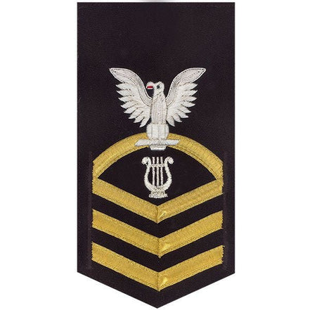 Navy E7 FEMALE Rating Badge: Musician - vanchief on blue - Hooyah Woodworks LLC