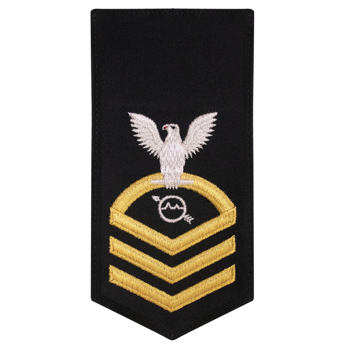 Navy E7 FEMALE Rating Badge: OS Operations Specialist - seaworthy gold on blue - Hooyah Woodworks LLC