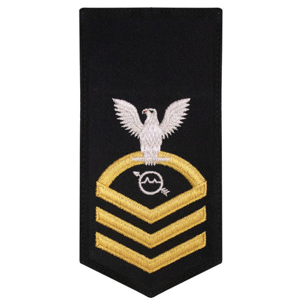 Navy E7 FEMALE Rating Badge: OS Operations Specialist - seaworthy gold on blue - Hooyah Woodworks LLC