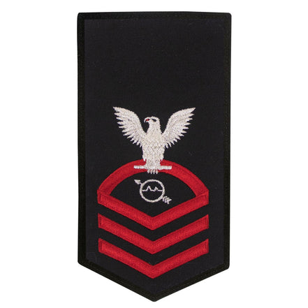 Navy E7 FEMALE Rating Badge: OS Operations Specialist - seaworthy red on blue - Hooyah Woodworks LLC
