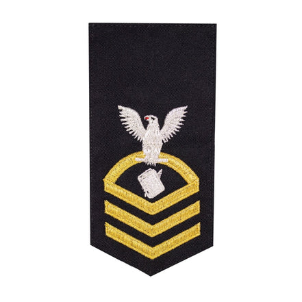 Navy E7 FEMALE Rating Badge: Personnelman - seaworthy gold on blue - Hooyah Woodworks LLC