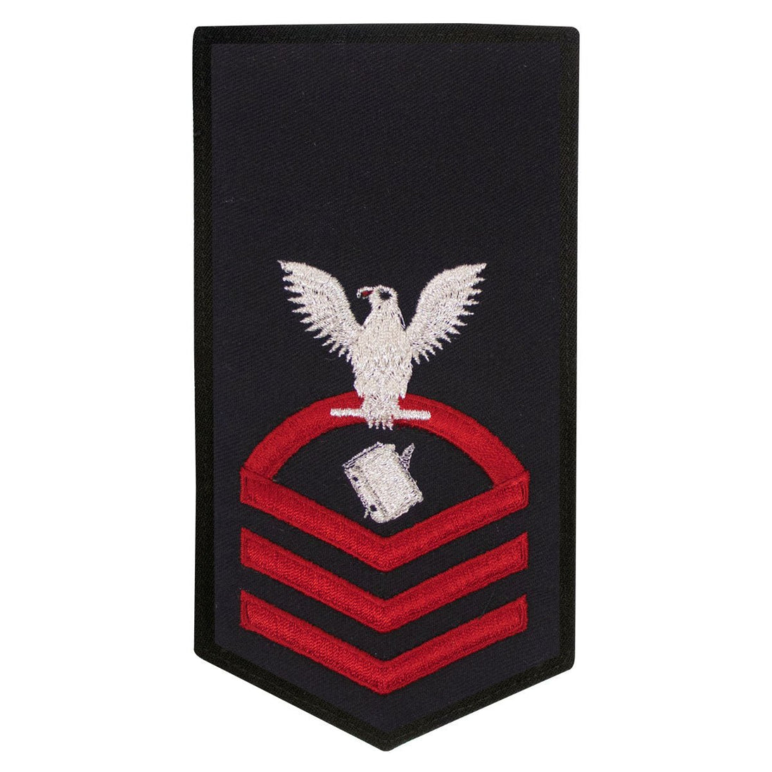 Navy E7 FEMALE Rating Badge: PS Personnelman - seaworthy red on blue - Hooyah Woodworks LLC