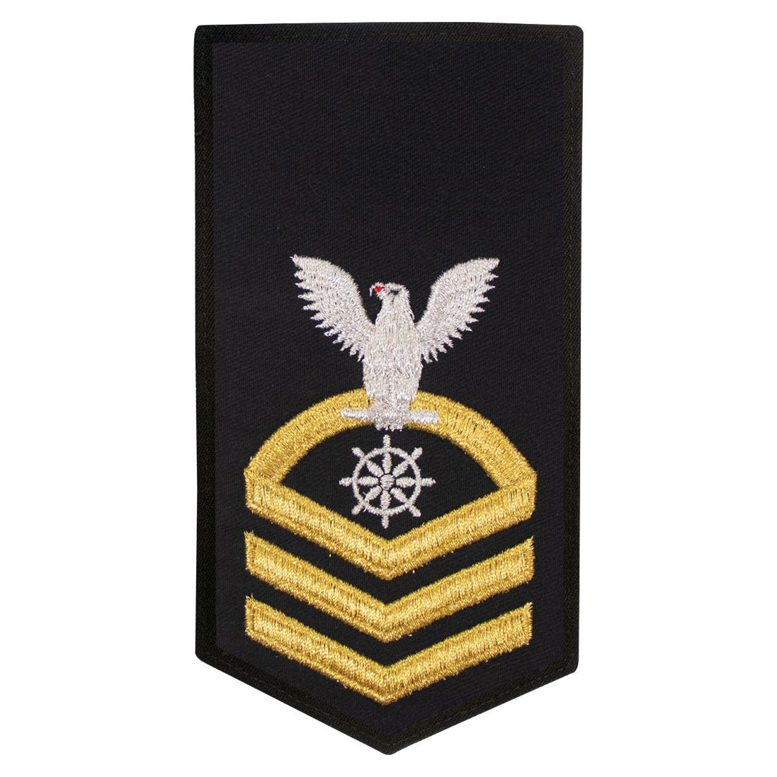 Navy E7 FEMALE Rating Badge: QM Quartermaster - seaworthy gold on blue - Hooyah Woodworks LLC