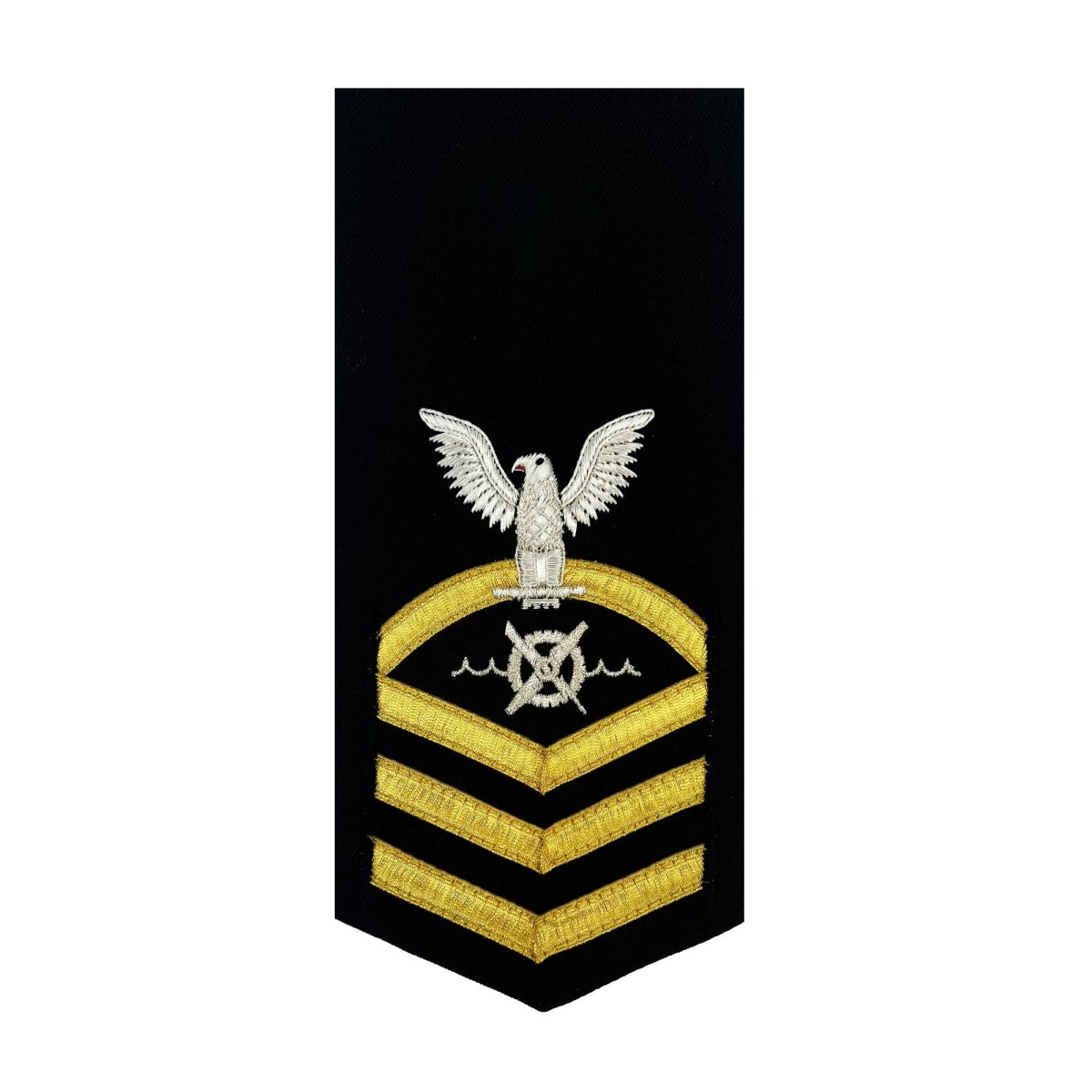 Navy E7 FEMALE Rating Badge: Robotics Warfare Specialist - vanchief on blue - Hooyah Woodworks LLC