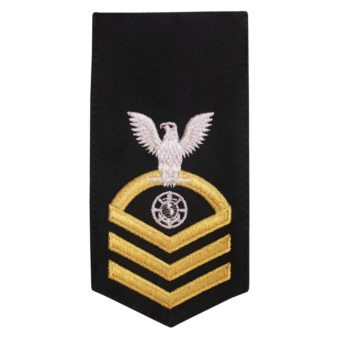 Navy E7 FEMALE Rating Badge: RP Religious Programs Specialist - seaworthy gold on blue - Hooyah Woodworks LLC