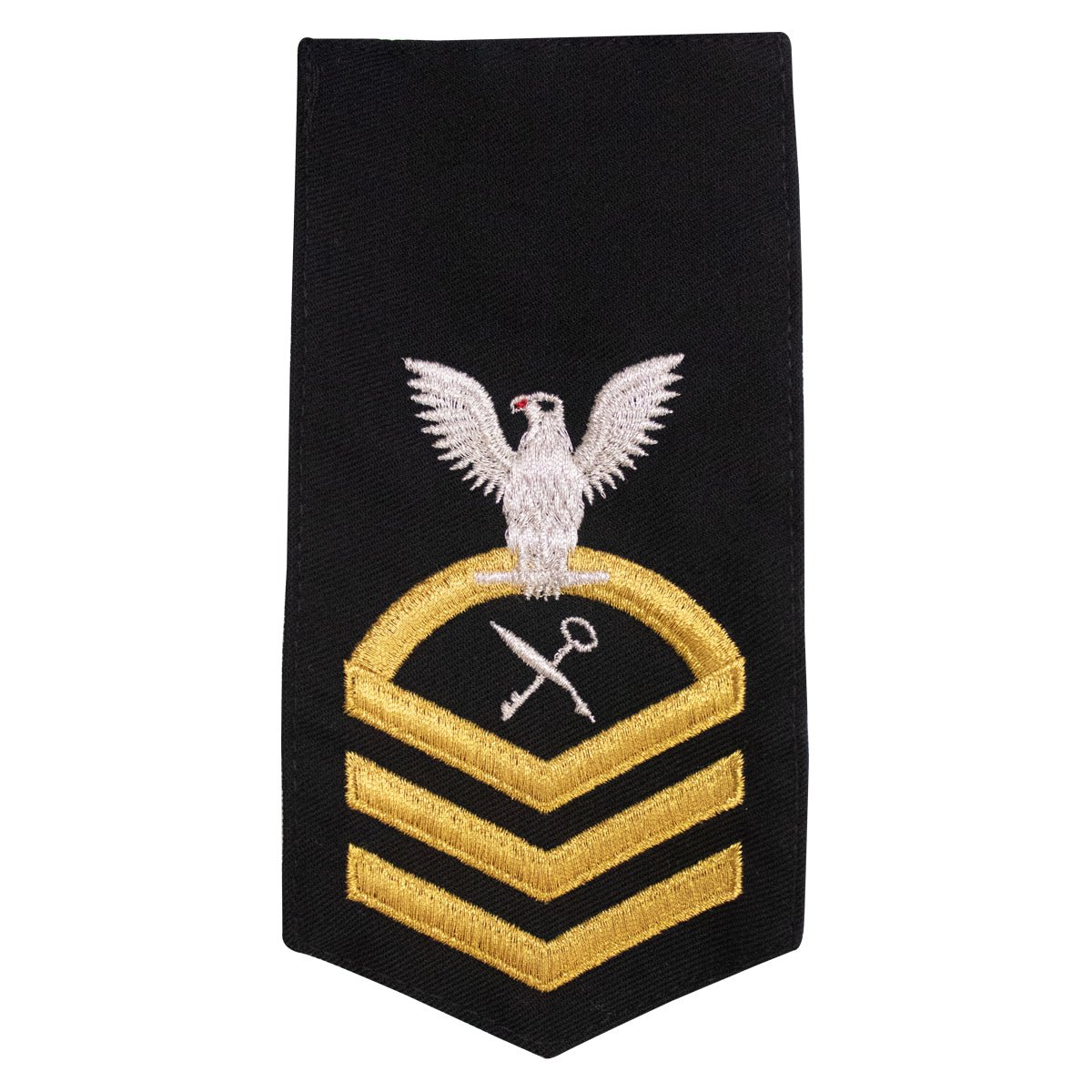Navy E7 FEMALE Rating Badge: RS Retail Services Specialist - seaworthy gold on blue - Hooyah Woodworks LLC