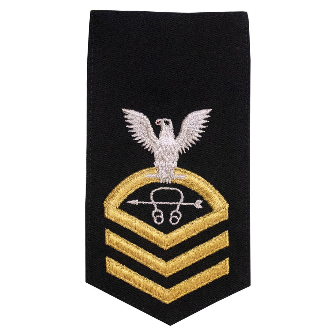 Navy E7 FEMALE Rating Badge: ST Sonarman - seaworthy gold on blue - Hooyah Woodworks LLC