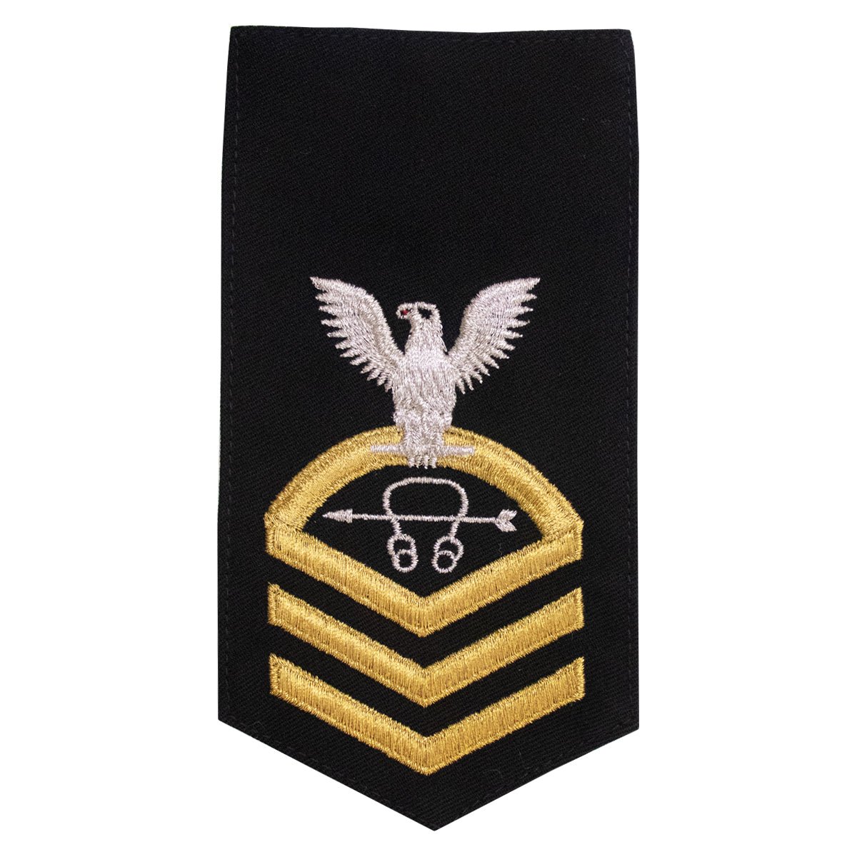 Navy E7 FEMALE Rating Badge: ST Sonarman - seaworthy gold on blue - Hooyah Woodworks LLC