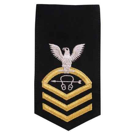 Navy E7 FEMALE Rating Badge: ST Sonarman - seaworthy gold on blue - Hooyah Woodworks LLC