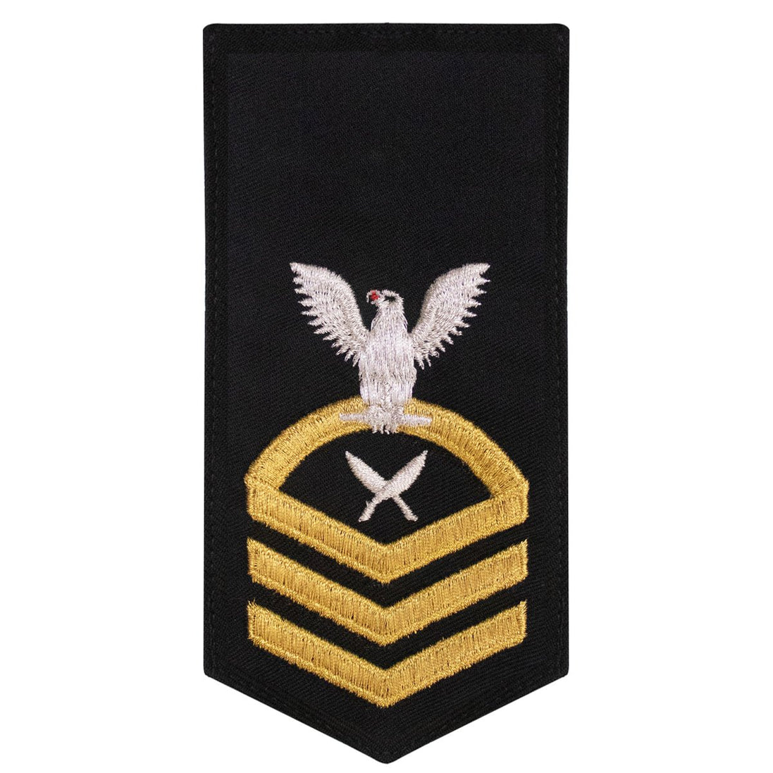 Navy E7 FEMALE Rating Badge: YN Yeoman - seaworthy gold on blue - Hooyah Woodworks LLC