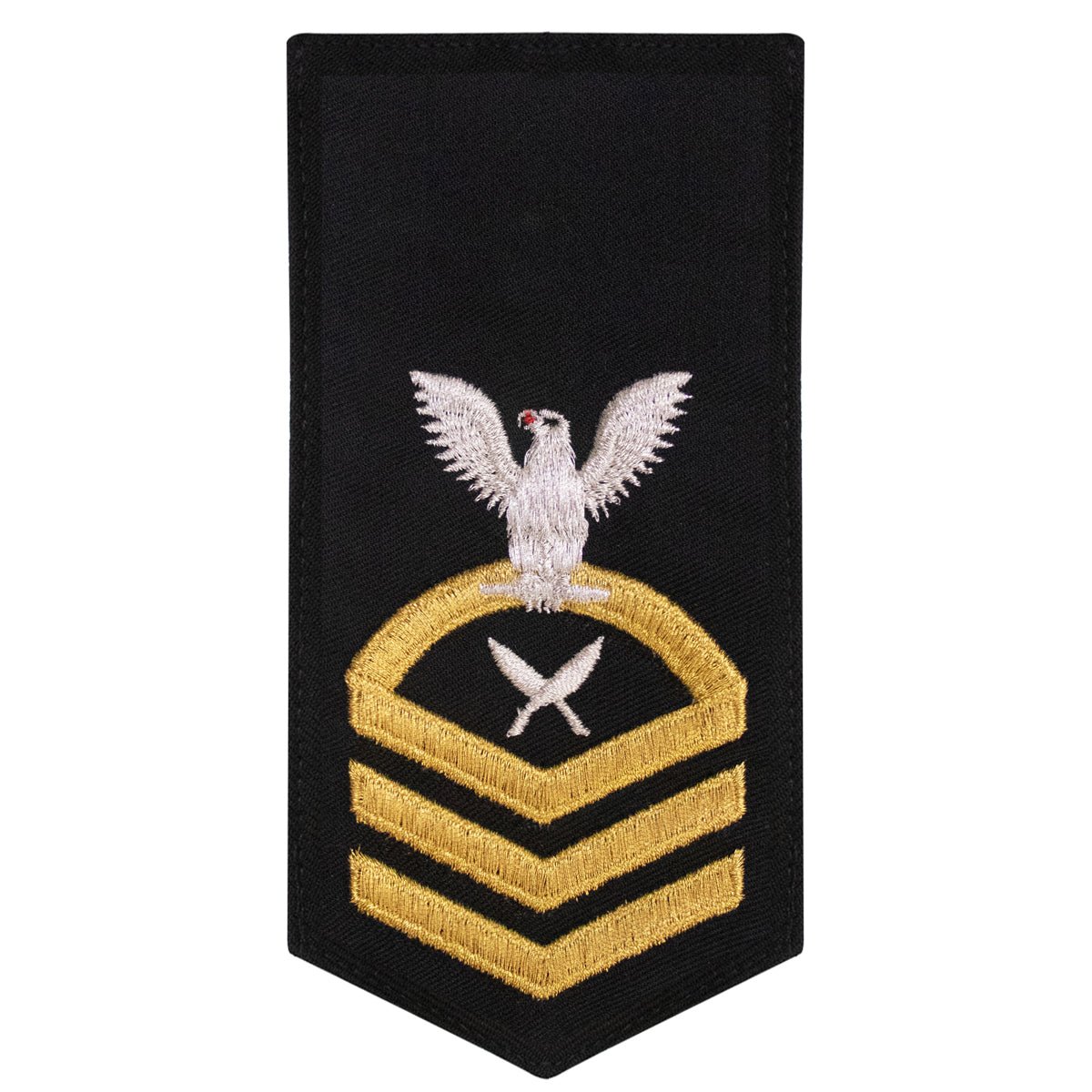 Navy E7 FEMALE Rating Badge: YN Yeoman - seaworthy gold on blue - Hooyah Woodworks LLC