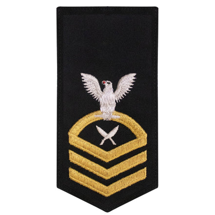 Navy E7 FEMALE Rating Badge: YN Yeoman - seaworthy gold on blue - Hooyah Woodworks LLC