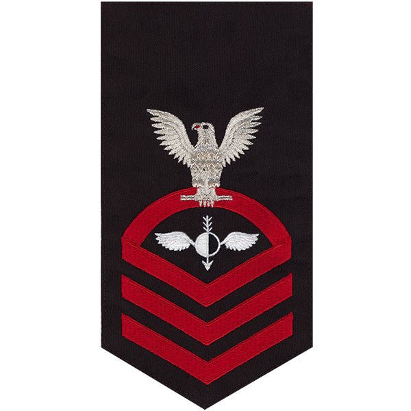 Navy E7 MALE Rating Badge: Aerographer's Mate - seaworthy red on blue - Hooyah Woodworks LLC