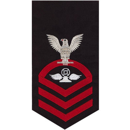 Navy E7 MALE Rating Badge: Air Traffic Control - seaworthy red on blue - Hooyah Woodworks LLC