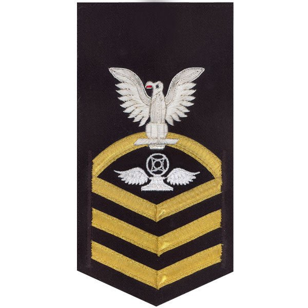 Navy E7 MALE Rating Badge: Air Traffic Control - vanchief on blue - Hooyah Woodworks LLC