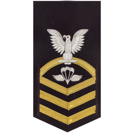 Navy E7 MALE Rating Badge: Aircrew Survival Equipmentman - vanchief on blue - Hooyah Woodworks LLC