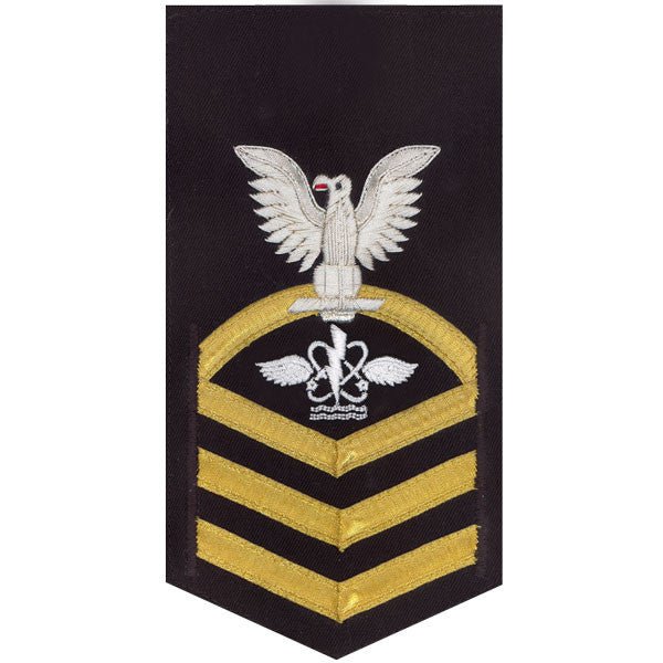 Navy E7 MALE Rating Badge: Aviation Antisub Warfare Operator - vanchief on blue - Hooyah Woodworks LLC
