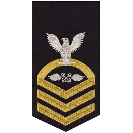 Navy E7 MALE Rating Badge: Aviation Boatswain's Mate - seaworthy gold on blue - Hooyah Woodworks LLC