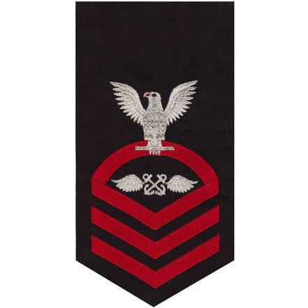 Navy E7 MALE Rating Badge: Aviation Boatswain's Mate - seaworthy red on blue - Hooyah Woodworks LLC