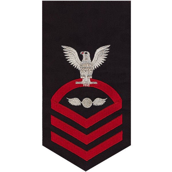 Navy E7 MALE Rating Badge: Aviation Electrician's Mate - seaworthy red on blue - Hooyah Woodworks LLC