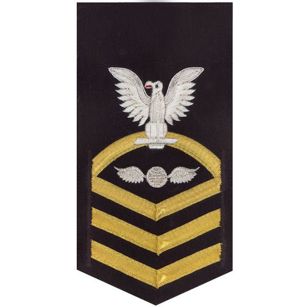 Navy E7 MALE Rating Badge: Aviation Electrician's Mate - vanchief on blue - Hooyah Woodworks LLC