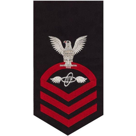 Navy E7 MALE Rating Badge: Aviation Electronics Technician - seaworthy red on blue - Hooyah Woodworks LLC