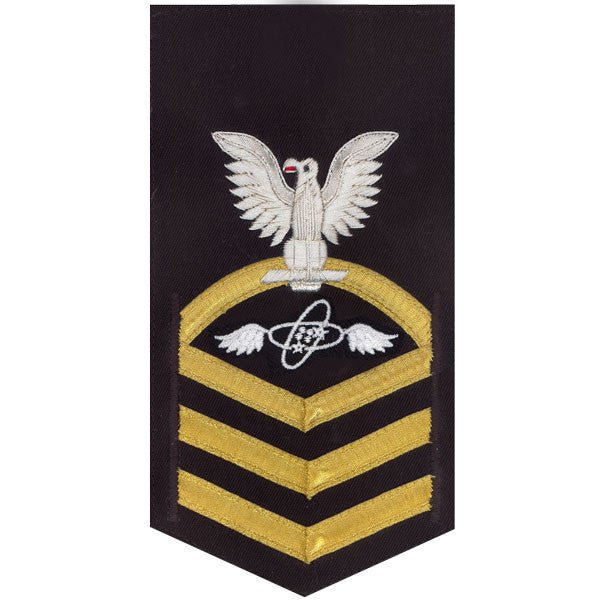 Navy E7 MALE Rating Badge: Aviation Electronics Technician - vanchief on blue - Hooyah Woodworks LLC