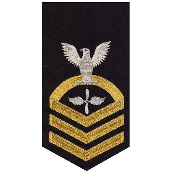 Navy E7 MALE Rating Badge: Aviation Machinist's Mate - seaworthy gold on blue - Hooyah Woodworks LLC