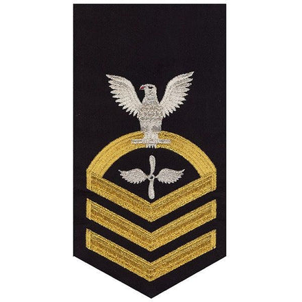 Navy E7 MALE Rating Badge: Aviation Machinist's Mate - seaworthy gold on blue - Hooyah Woodworks LLC