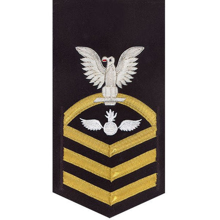 Navy E7 MALE Rating Badge: Aviation Ordnanceman - vanchief on blue - Hooyah Woodworks LLC