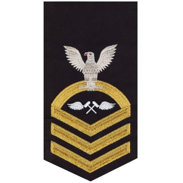Navy E7 MALE Rating Badge: Aviation Structure Mechanic - seaworthy gold on blue - Hooyah Woodworks LLC