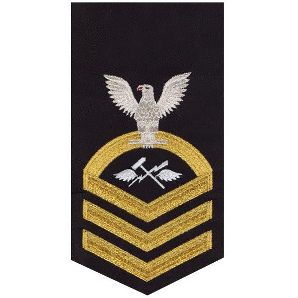 Navy E7 MALE Rating Badge: Aviation Support Equipment Tech - seaworthy gold on blue - Hooyah Woodworks LLC
