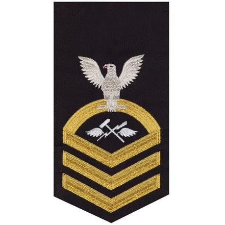 Navy E7 MALE Rating Badge: Aviation Support Equipment Tech - seaworthy gold on blue - Hooyah Woodworks LLC