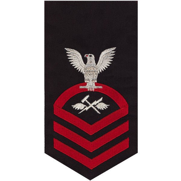 Navy E7 MALE Rating Badge: Aviation Support Equipment Tech - seaworthy red on blue - Hooyah Woodworks LLC