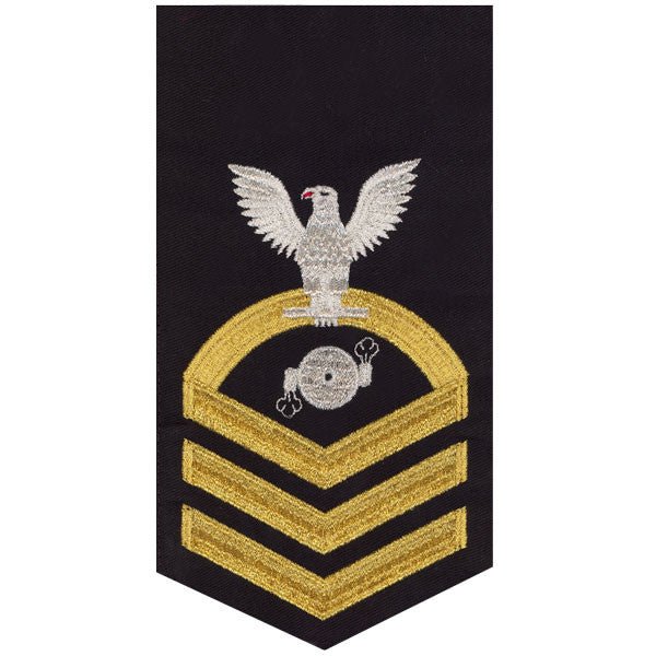 Navy E7 MALE Rating Badge: Boiler Technician - seaworthy gold on blue - Hooyah Woodworks LLC