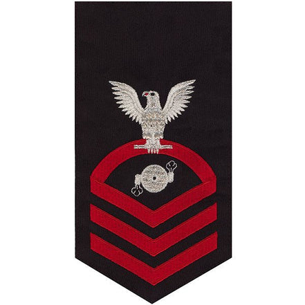 Navy E7 MALE Rating Badge: Boiler Technician - seaworthy red on blue - Hooyah Woodworks LLC