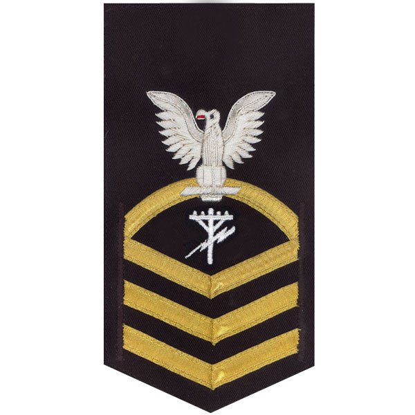 Navy E7 MALE Rating Badge: Construction Electrician - vanchief on blue - Hooyah Woodworks LLC