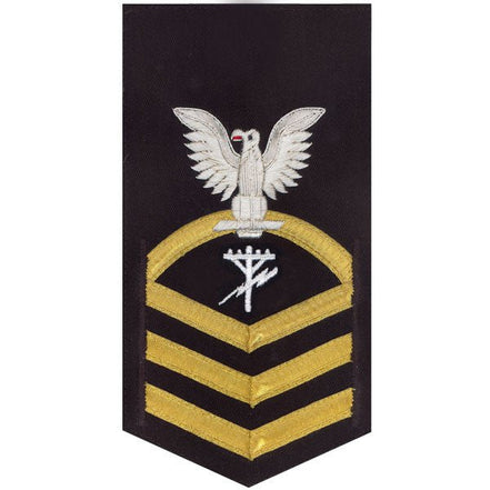 Navy E7 MALE Rating Badge: Construction Electrician - vanchief on blue - Hooyah Woodworks LLC